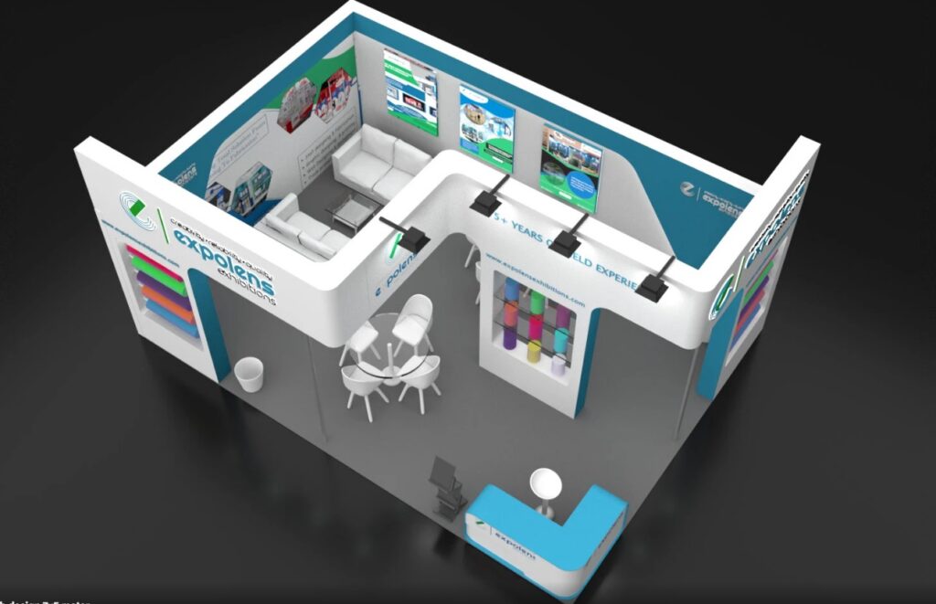 7 x5 mtr two side open booth design